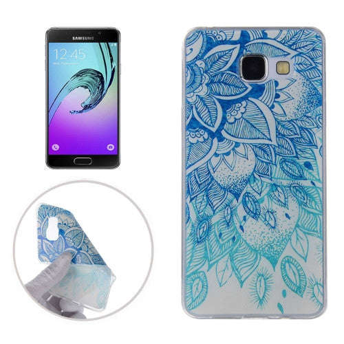 Samsung Galaxy A3 Case (2016), A310 Blue Leaves Pattern PU Soft Protective Back Cover Case
