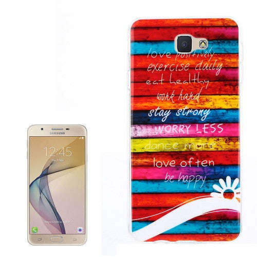 For Samsung Galaxy J5 Prime Colorful Blocks Stripe Pattern TPU Back Case