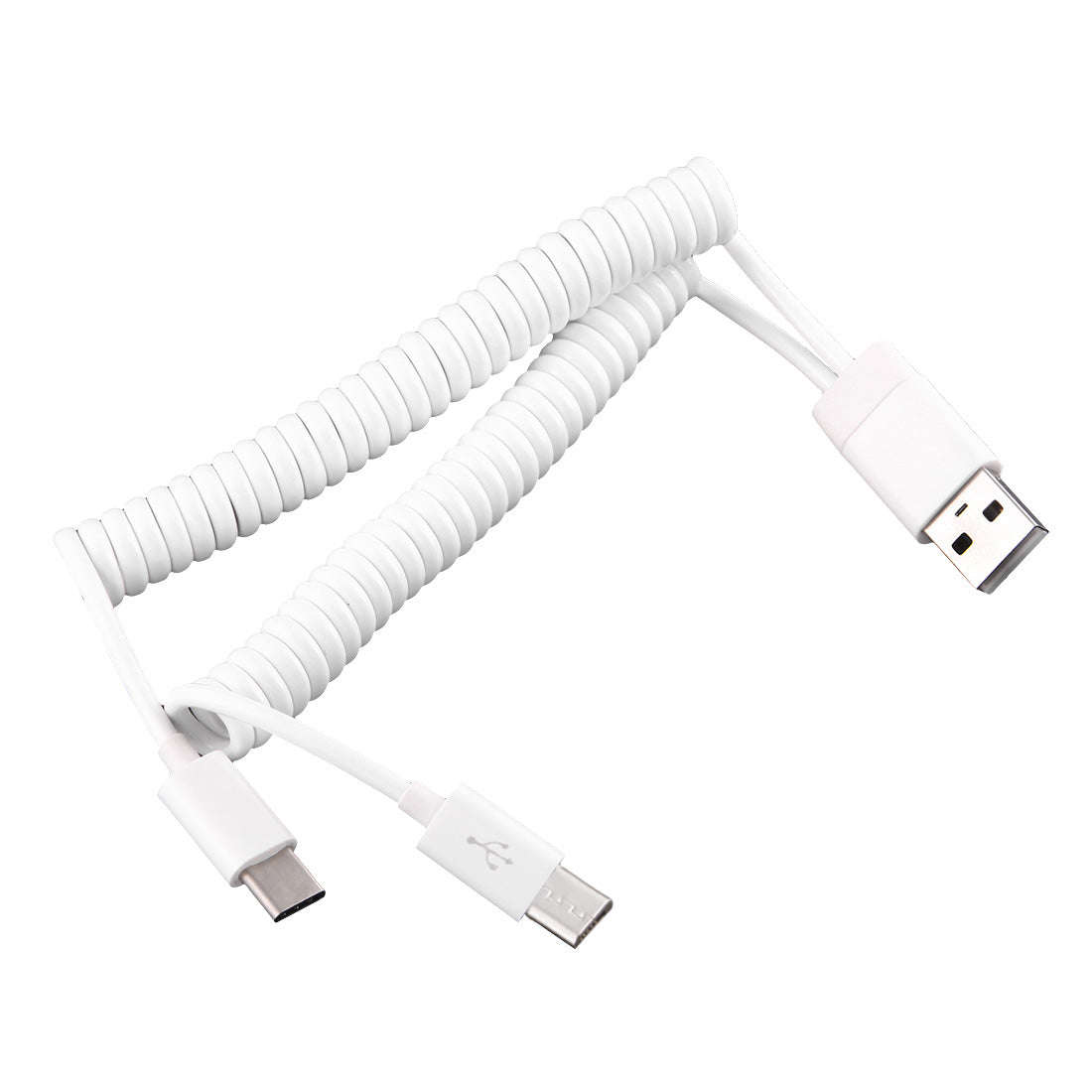 1m Type-C & Micro USB to USB 2.0 Sync Data / Charger Spring Coiled Cable for Samsung HTC LG Sony ...