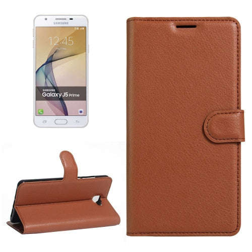 For Samsung Galaxy J5 Prime Litchi Texture Horizontal Flip PU Leather Case with Holder & Card Slo...