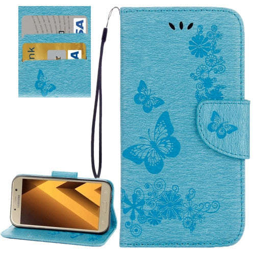 Samsung Galaxy A5 Case, (2017) / A520 Butterflies Embossing Horizontal Flip Leather Case with Hol...