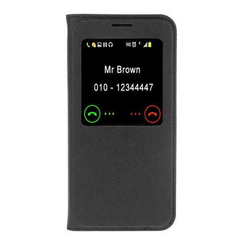 For Samsung Galaxy J7 Prime Litchi Texture Horizontal Flip Leather Case with Call Display ID (Black)