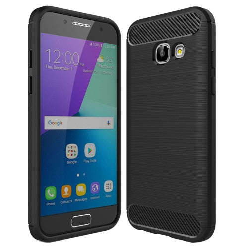 For Smasung Galaxy A3 A320 (2017) Brushed Carbon Fiber Texture Shockproof TPU Protective Case(Black)