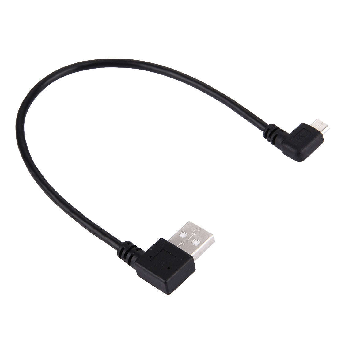 20cm USB 2.0 Male Bent Right Turn Reversion 90 Degrees to Micro USB Male Bent Data Charging Cable...