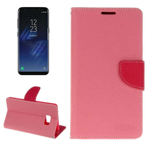 For Samsung Galaxy S8 Cross Texture Leather Case with Card Slots & Holder & Wallet (Pink)