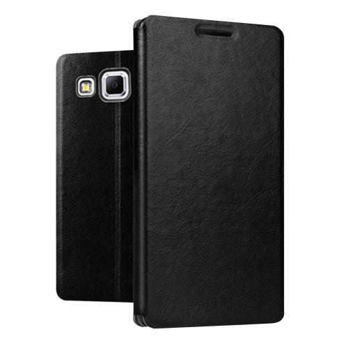 MOFI for Samsung Galaxy J7 / J700 Crazy Horse Texture Horizontal Flip Leather Case with Holder(Bl...