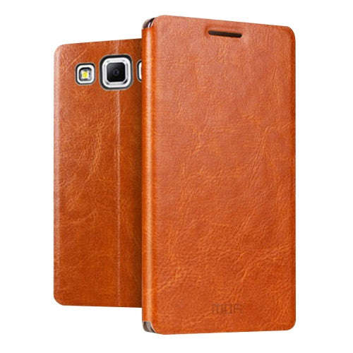 MOFI for Samsung Galaxy J7 / J700 Crazy Horse Texture Horizontal Flip Leather Case with Holder(Br...