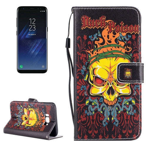 Samsung Galaxy S8 Case, Yellow Skull Pattern Horizontal Flip Leather Case with Holder & Card Slot...
