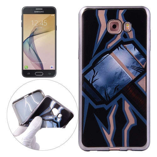 For Samsung Galaxy J5 Prime Hammer Pattern Electroplating Frame Soft TPU Protective Case