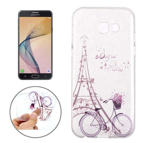 For Samsung Galaxy J7 (2017) / J7 Prime Tower and Bicycle Pattern Soft TPU Protective Back Cover ...