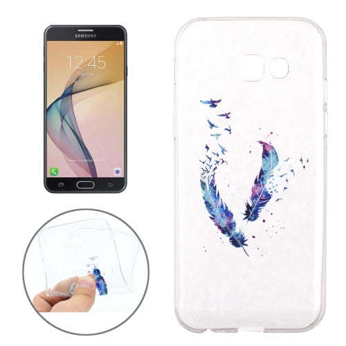 For Samsung Galaxy J7 (2017) / J7 Prime Feather Pattern Soft TPU Protective Back Cover Case