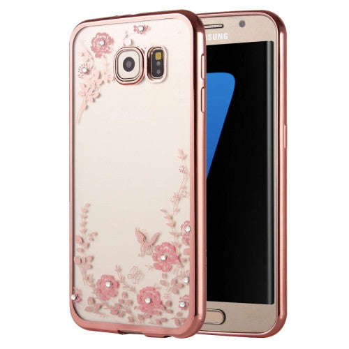 For Samsung Galaxy S7 Edge / G935 Flowers Patterns Electroplating Soft TPU Protective Cover Case