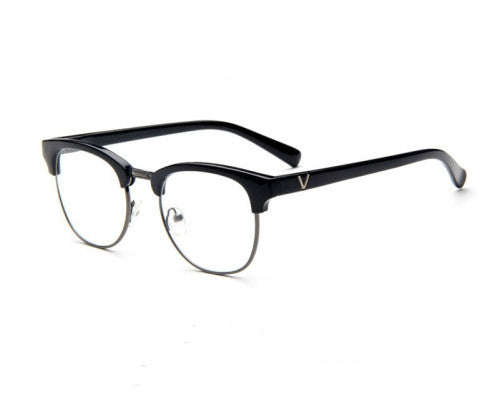 V-Shaped Metal Frame Glasses Half (Frame Colour: Bright black)