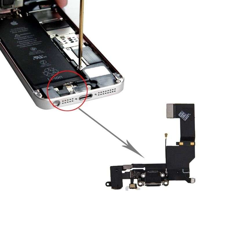 iPartsBuy for iPhone SE Original Charging Port + Audio Flex Cable(Black)