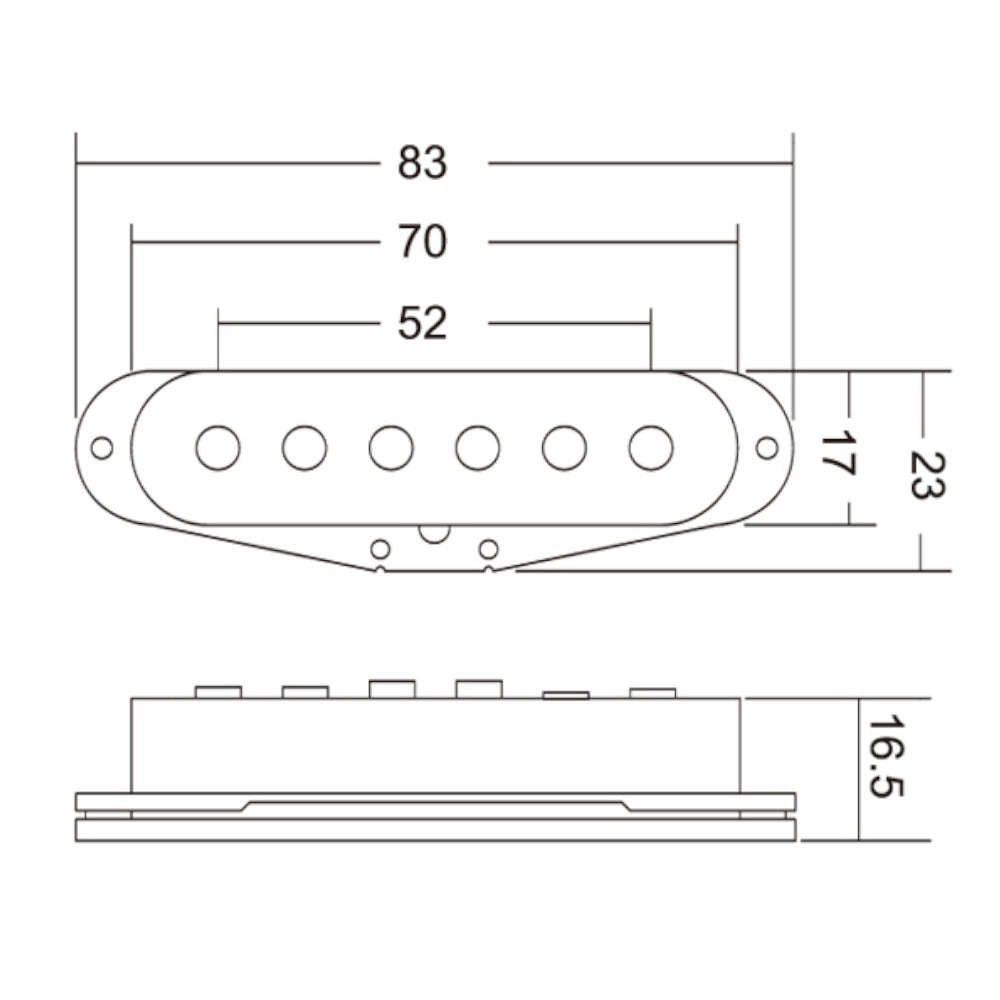Flat 5-Rod Alnico Single Coil Pickups - Middle / Black