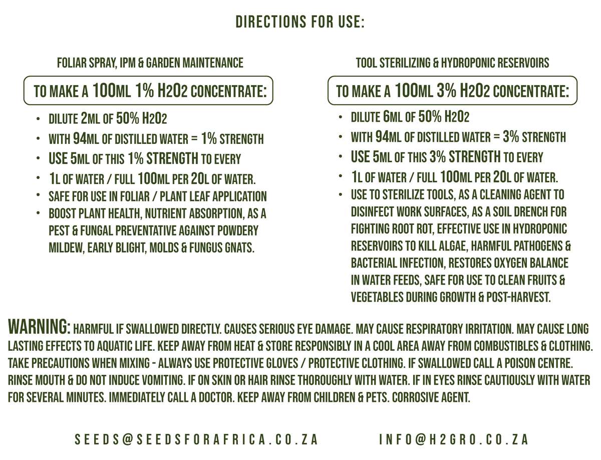 Hydrogen Peroxide 50% - Hydroponic Additives - 500ml