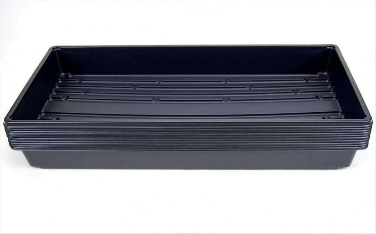 5cm Flat Black Plastic Reuseable Seed Tray / Microgreen Trays 53cm x 27cm x 5cm