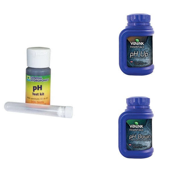 Complete pH testing and Adjustment Kit with Vitalink pH Up & pH Down - Hydroponic Testing Equipment