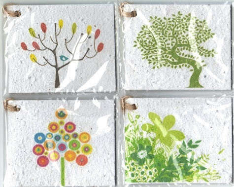 Growing Paper - Gift Tag Pack - 4 Gift Tags - Pack Five - Mixed Flowers