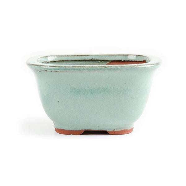 11cm x 8.5cm x 5.5cm Glazed Bonsai Container - Aqua Green