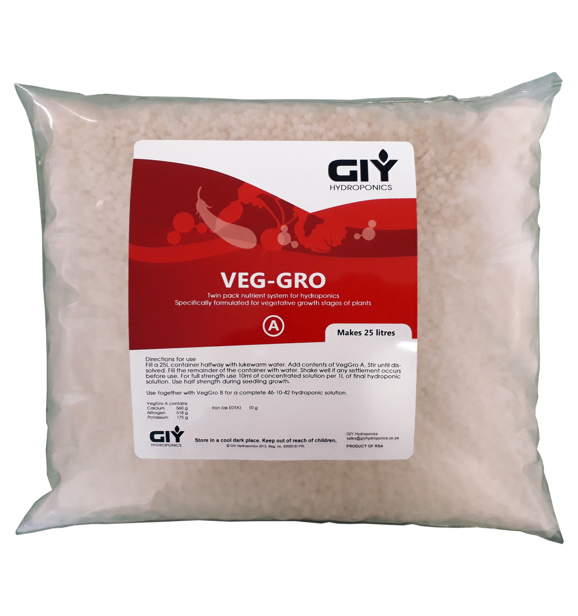 GIY Hydroponics - VegGro - Granular Hydroponic / Soil... - GIY VegGro A&B Granules to make 25 Liters