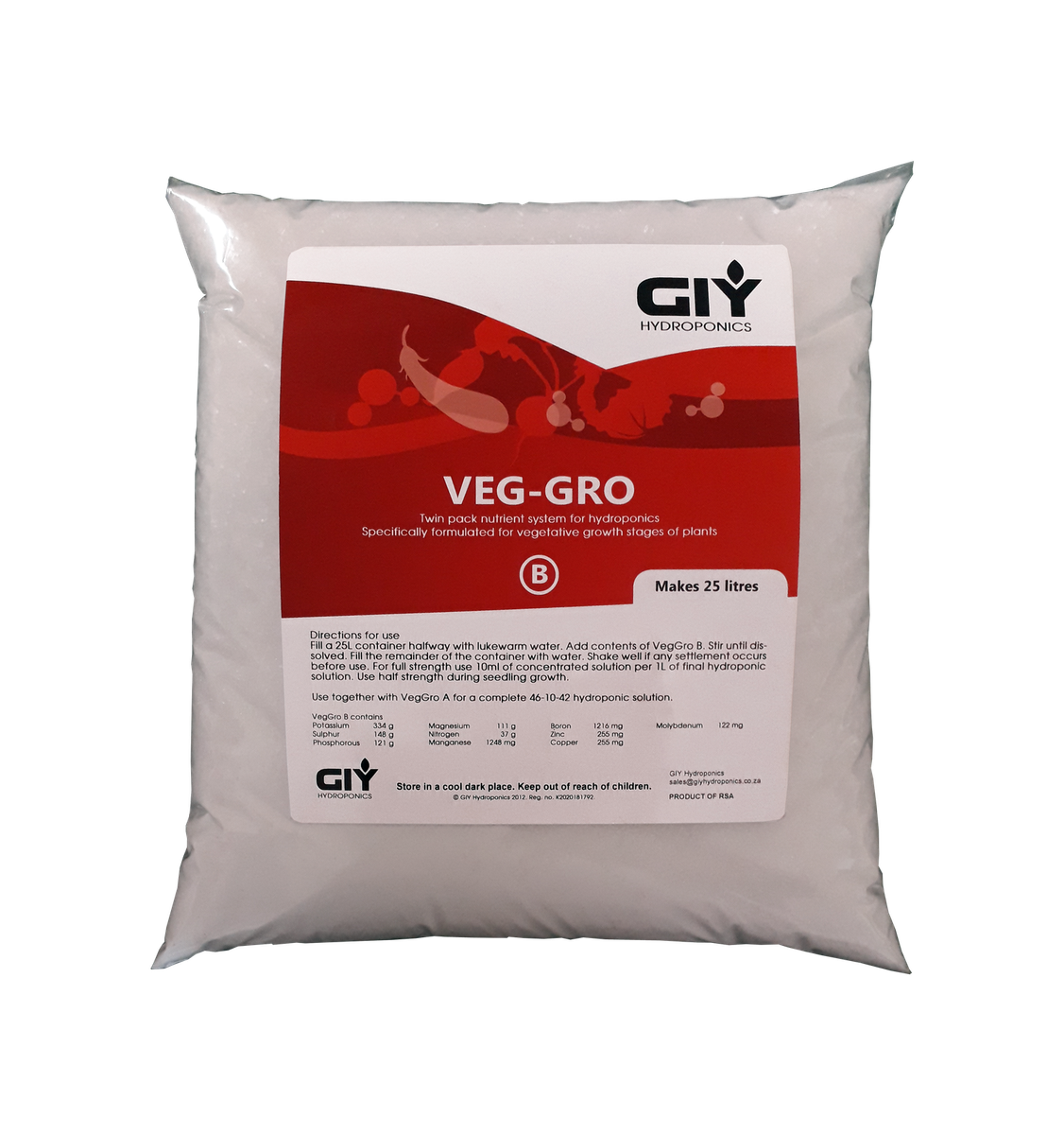 GIY Hydroponics - VegGro - Granular Hydroponic / Soil... - GIY VegGro A&B Granules to make 25 Liters