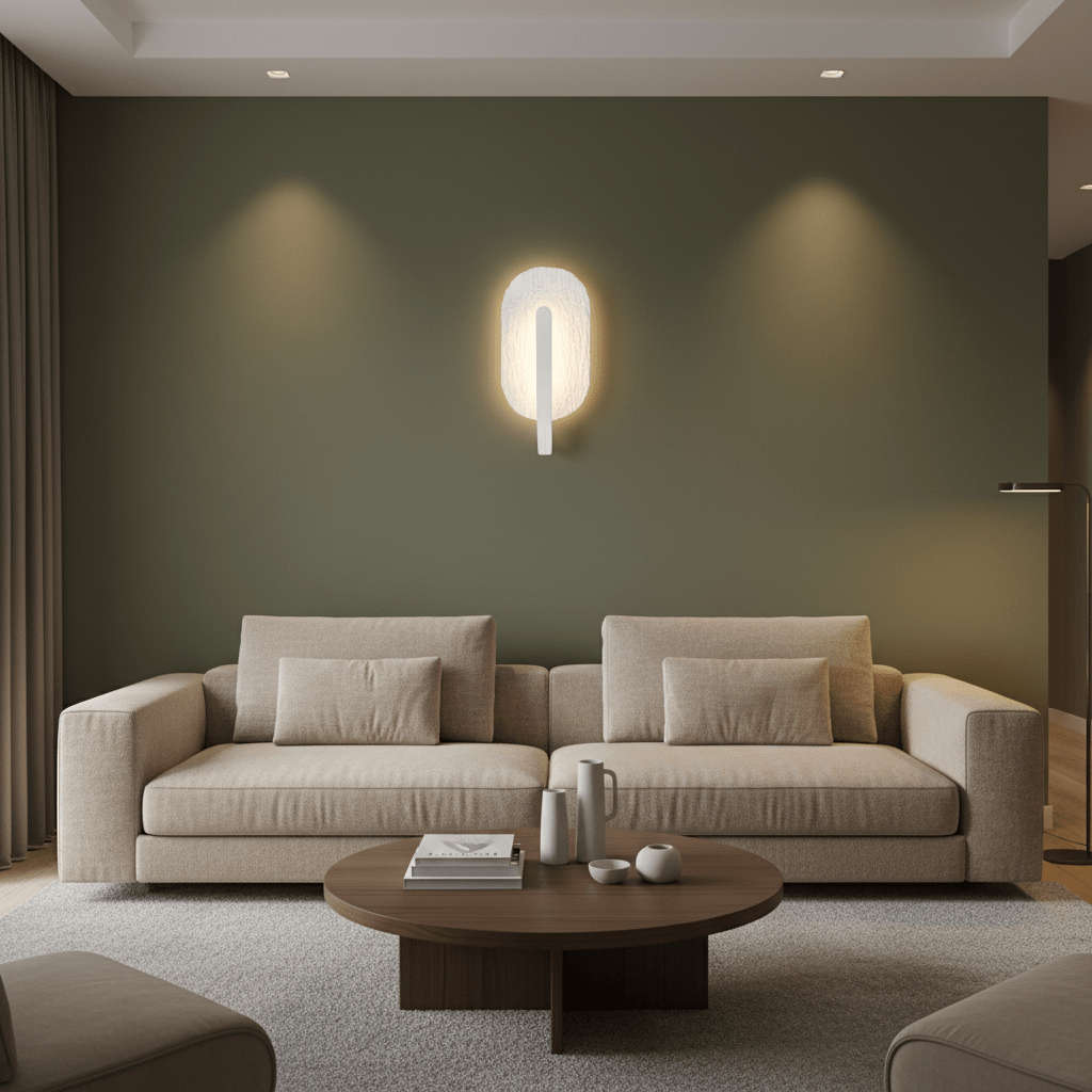 Oval White Leaf LED Wall Light