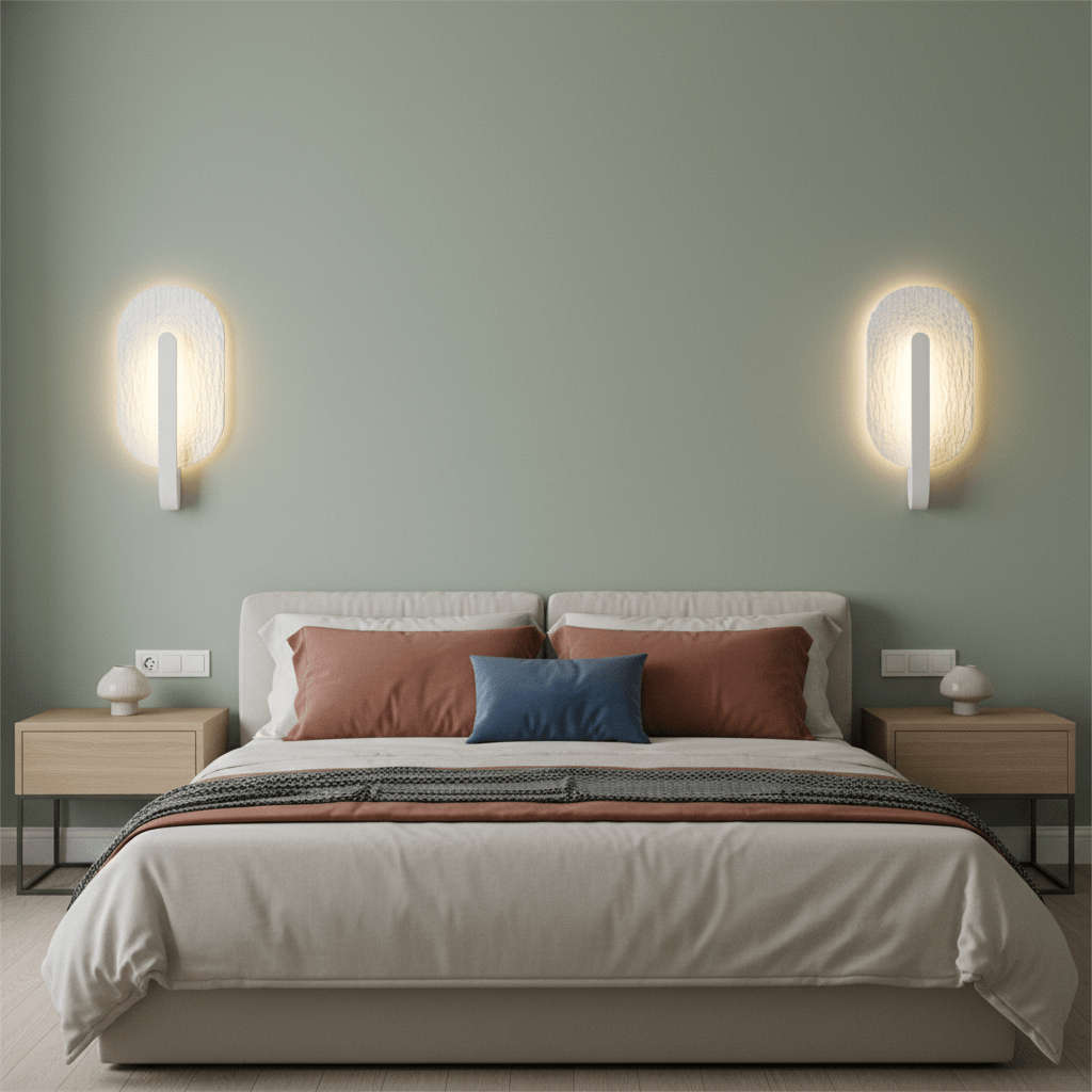 Oval White Leaf LED Wall Light