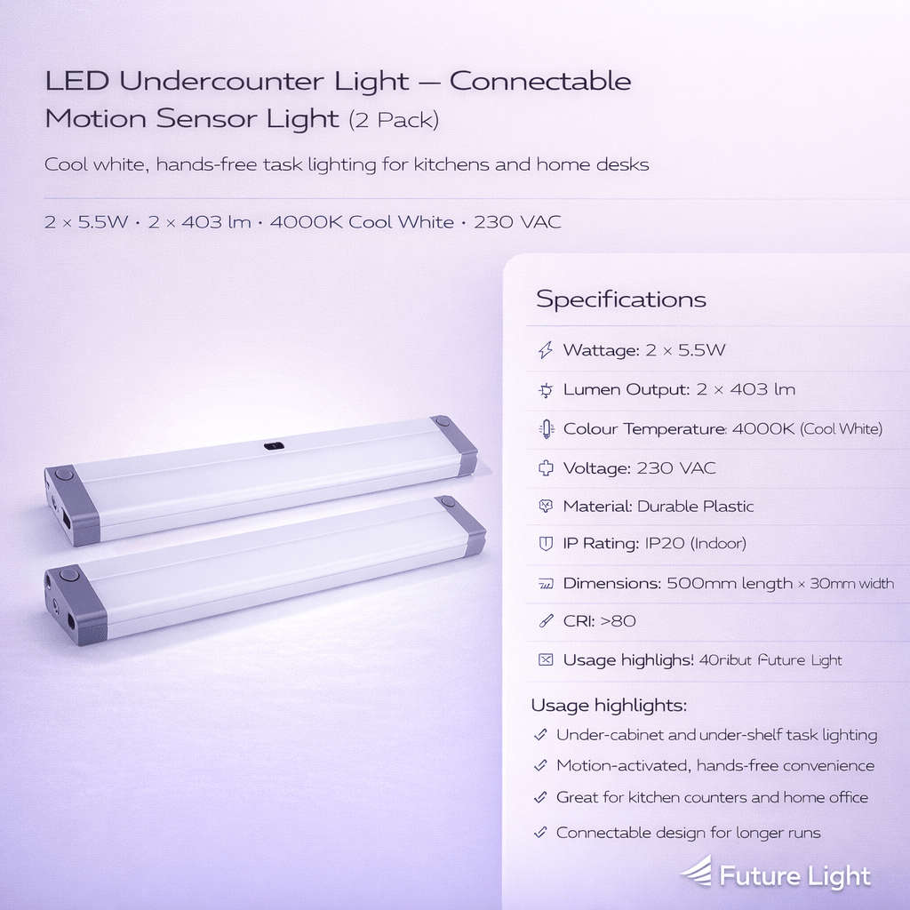 LED Undercounter Light - Connectable Motion Sensor Light (2 Pack)