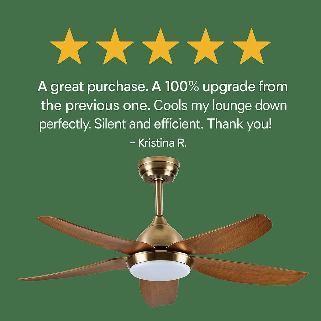 5 Blade Brass & Wood Ceiling Fan