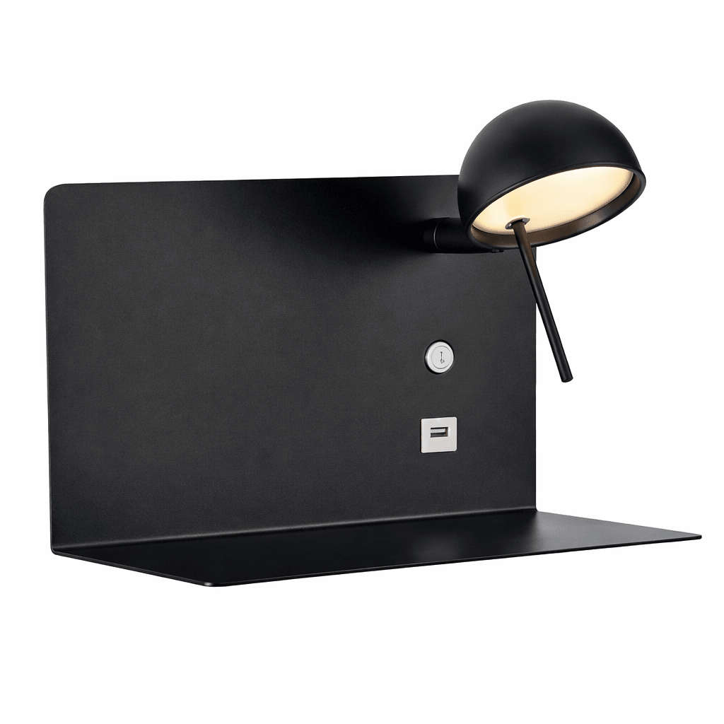 USB Wall Light 180mm Black