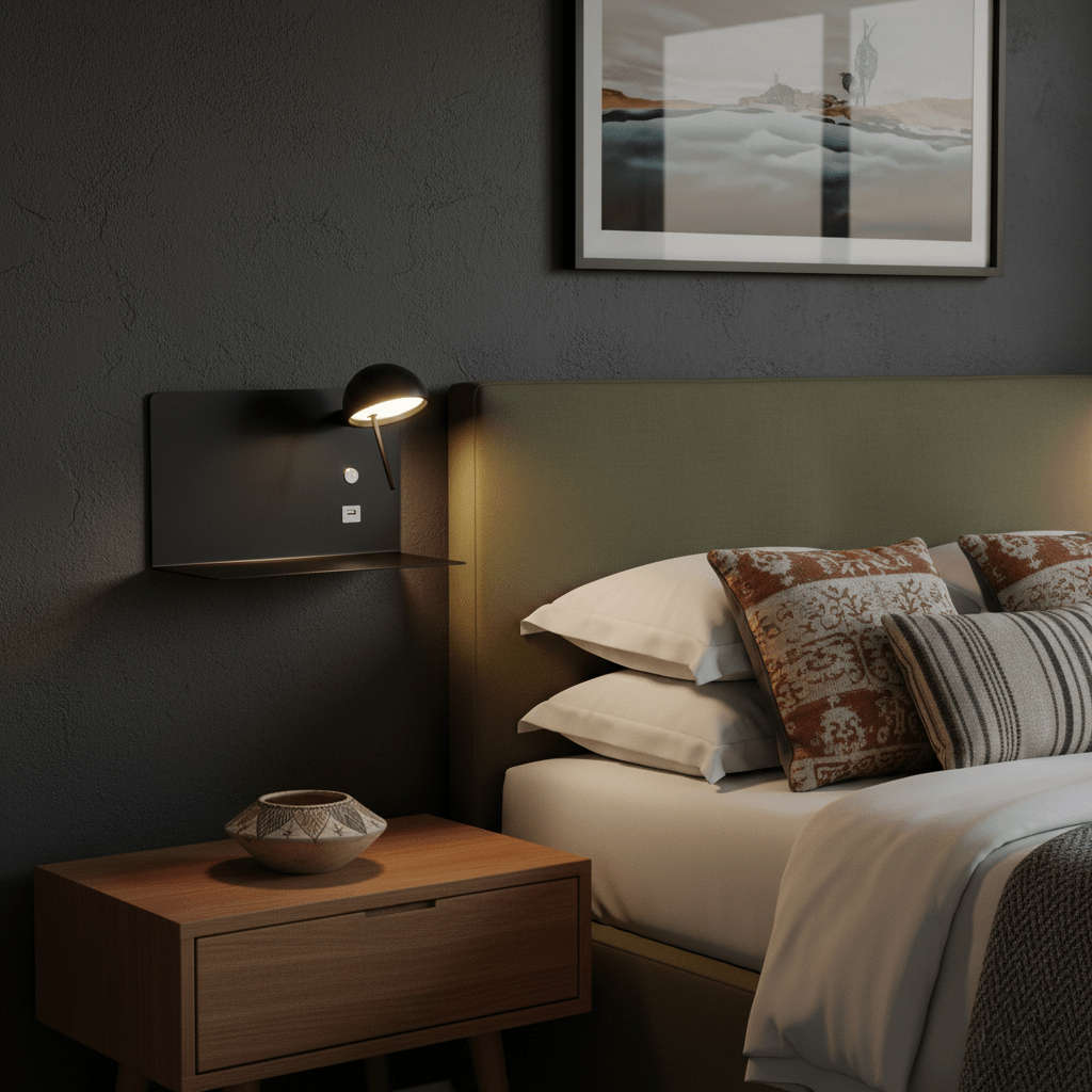 USB Wall Light 180mm Black
