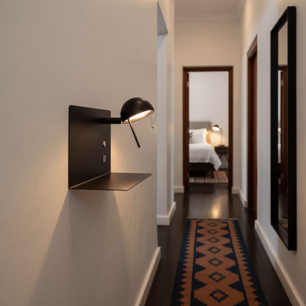 USB Wall Light 180mm Black