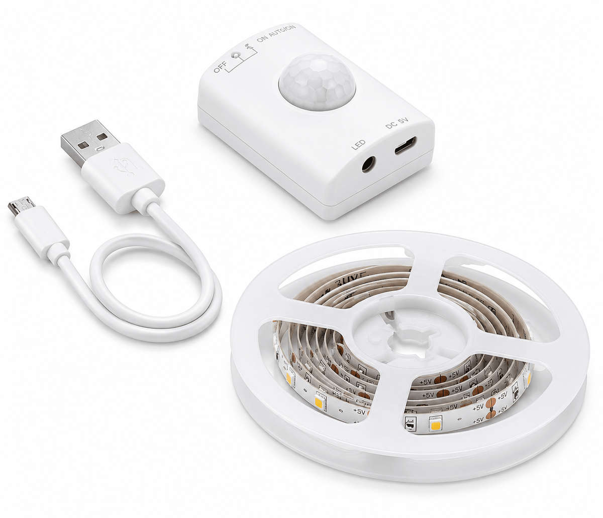 Rechargeable Motion Sensor LED Strip Light Kit - Daylight (6000K)