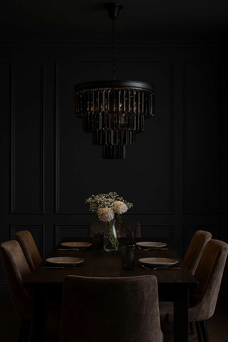 Charcoal Grey 5 Tier Crystal Chandelier