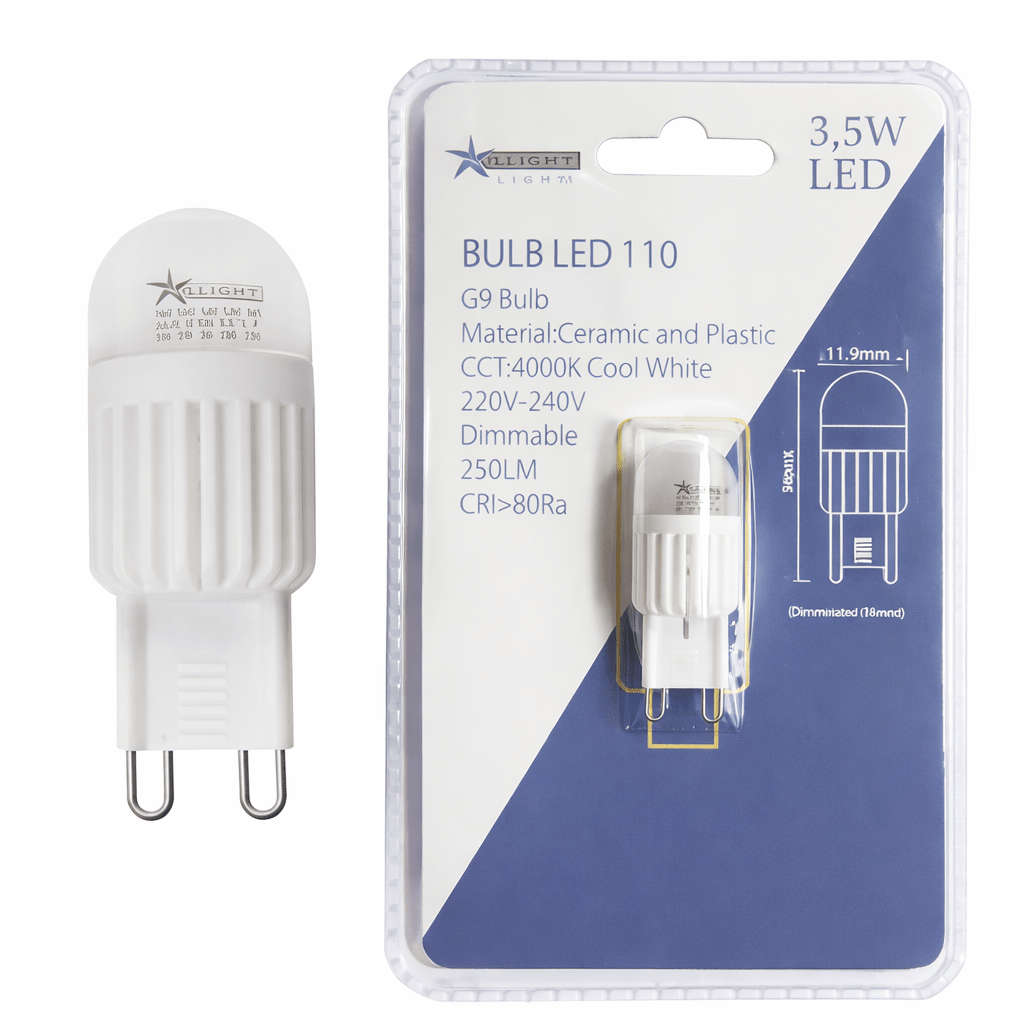 3.5W Dimmable White LED Bulb  G9, 2700K Warm White