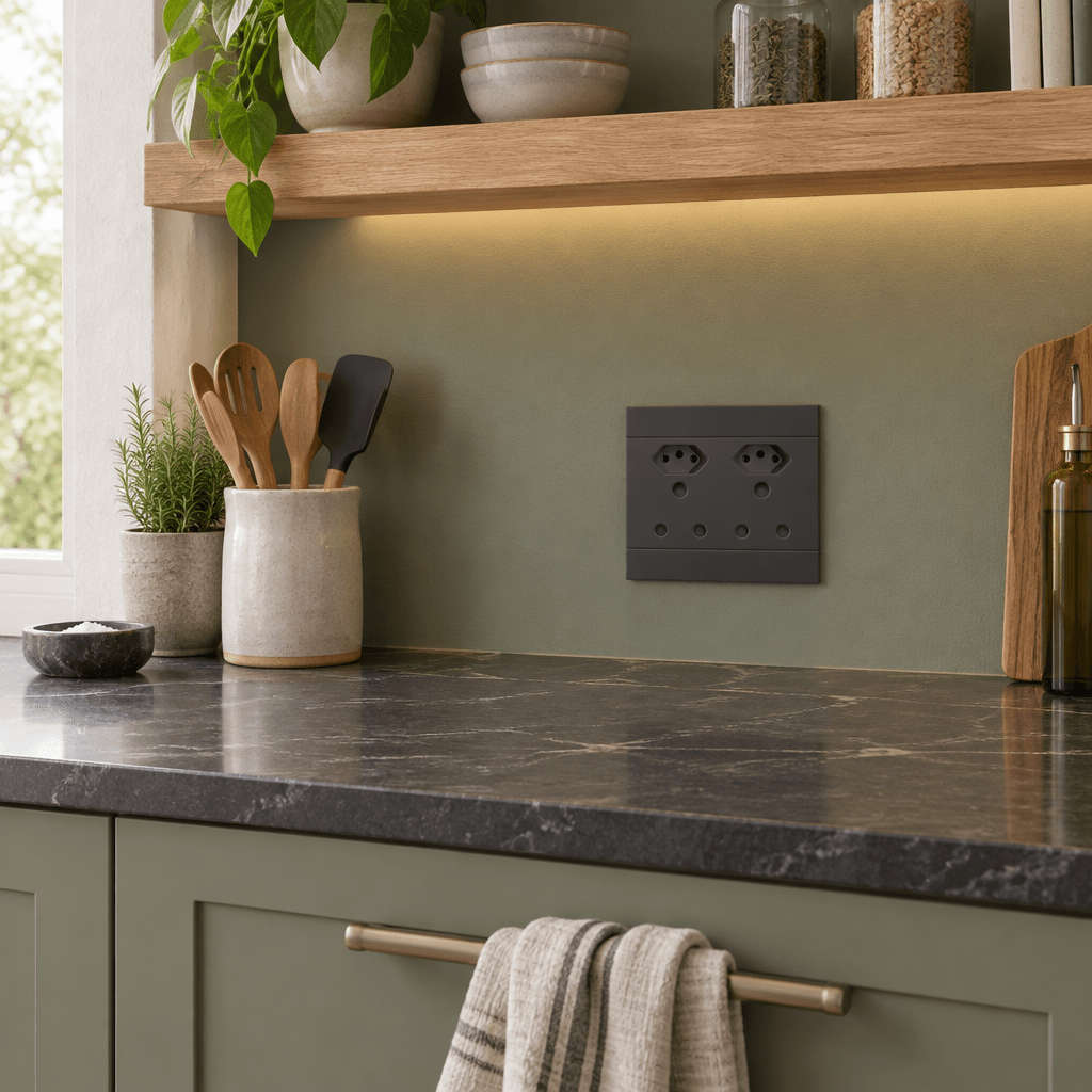 Veti 2 - Charcoal 2 x New RSA, 2 x 16A Socket