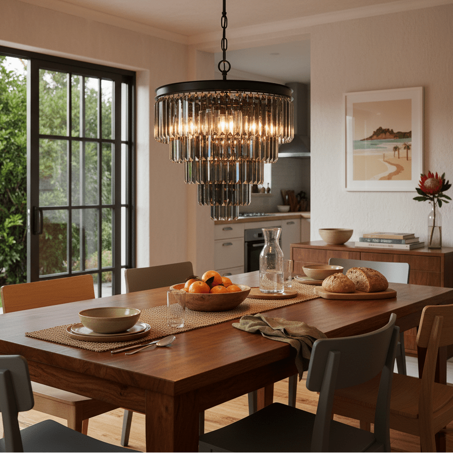 Charcoal Grey 5 Tier Crystal Chandelier