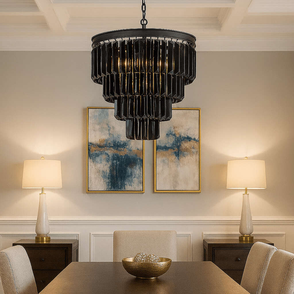 Charcoal Grey 5 Tier Crystal Chandelier