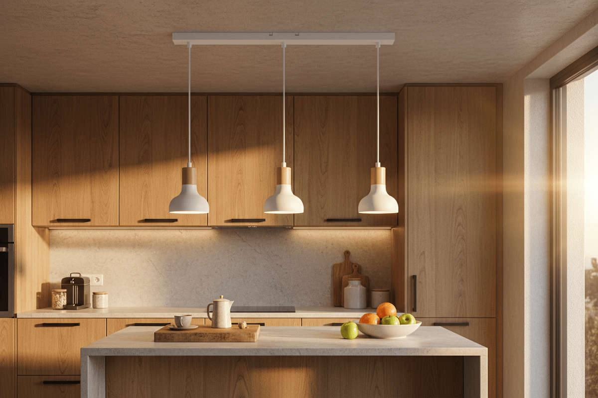 3 Light White Pendant with Adjustable Cords