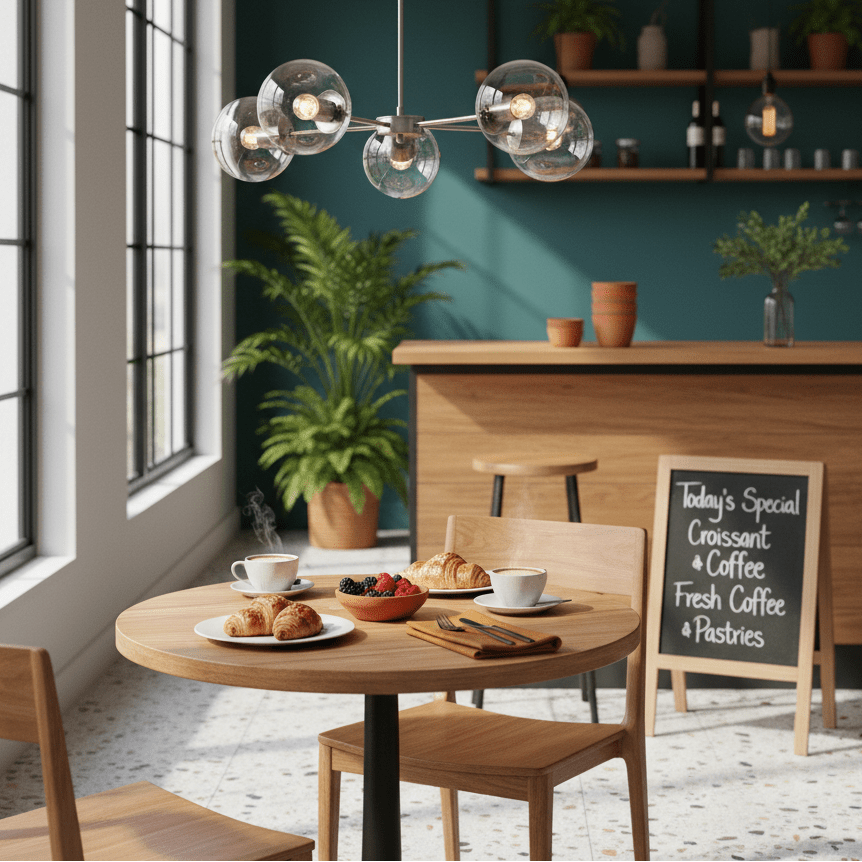 5 Light Satin Chrome Pendant