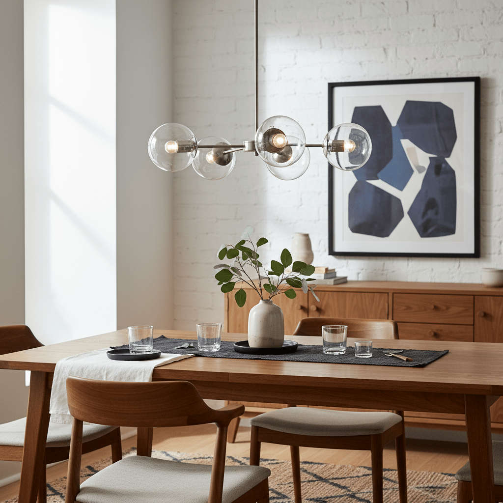 5 Light Satin Chrome Pendant