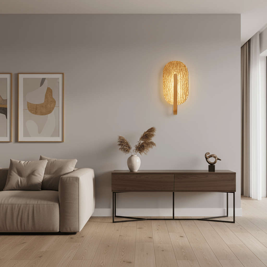 Oval Golden Leaf LED Wall Light