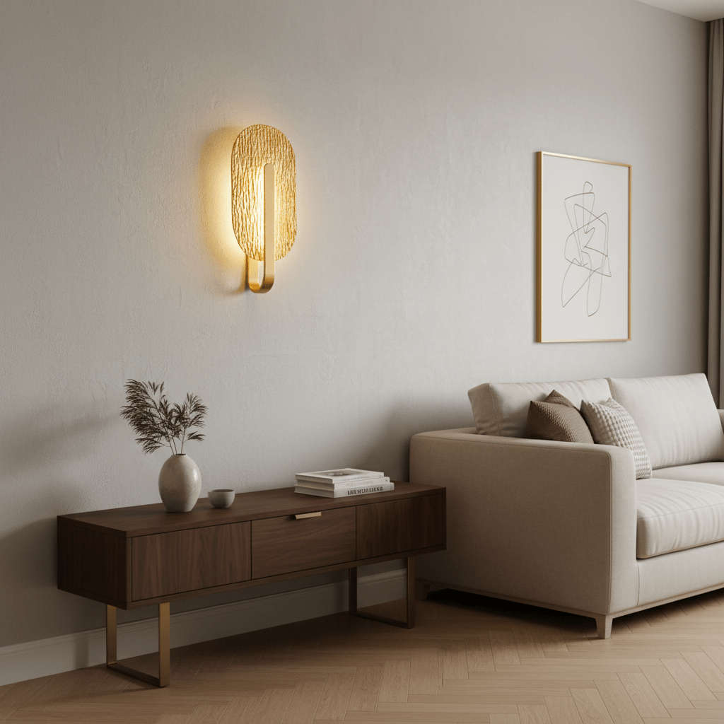 Oval Golden Leaf LED Wall Light
