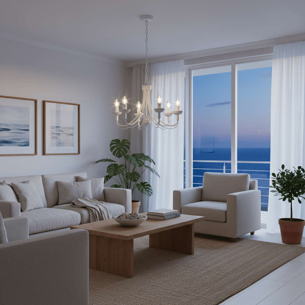 5 Light White Chandelier