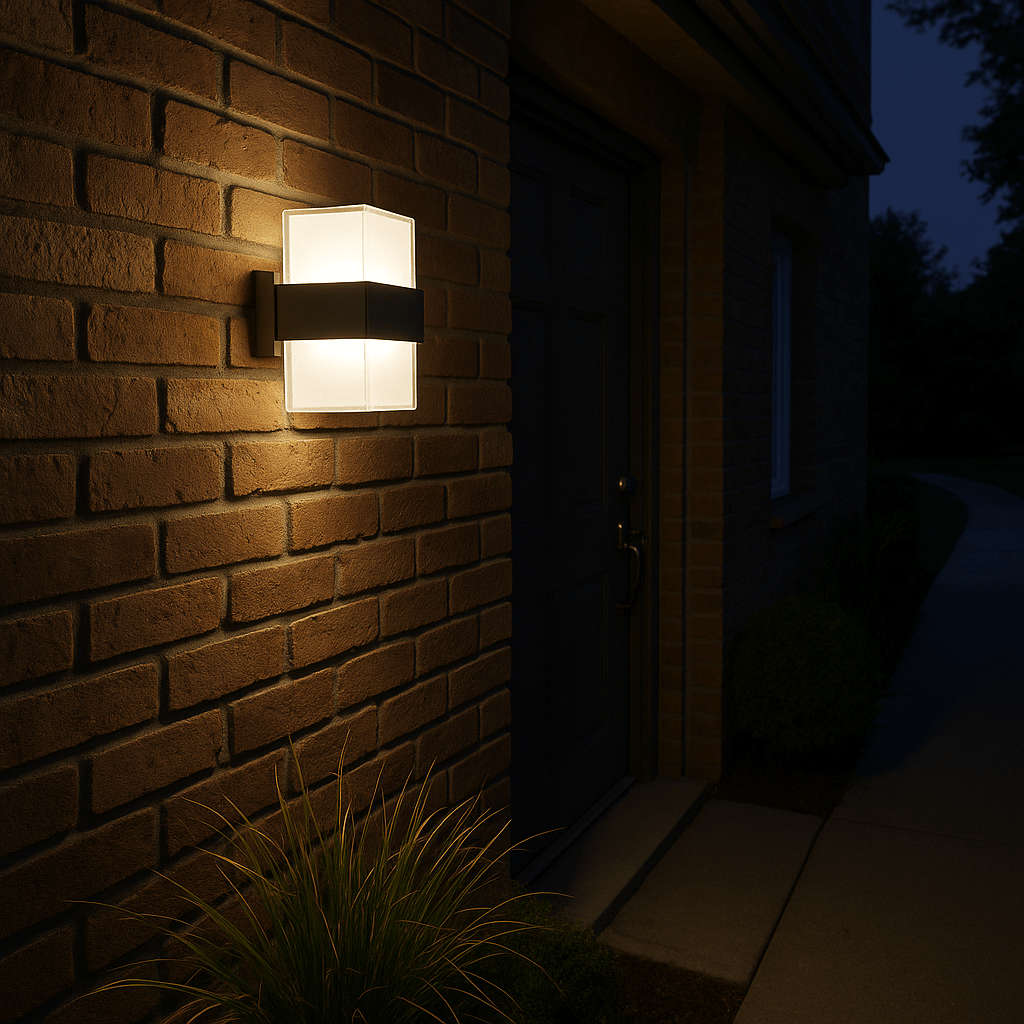 Warm White Black LED Wall Light Up Down IP44