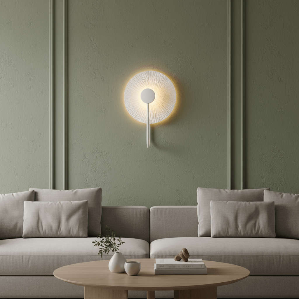 Round White Leaf LED Wall Light