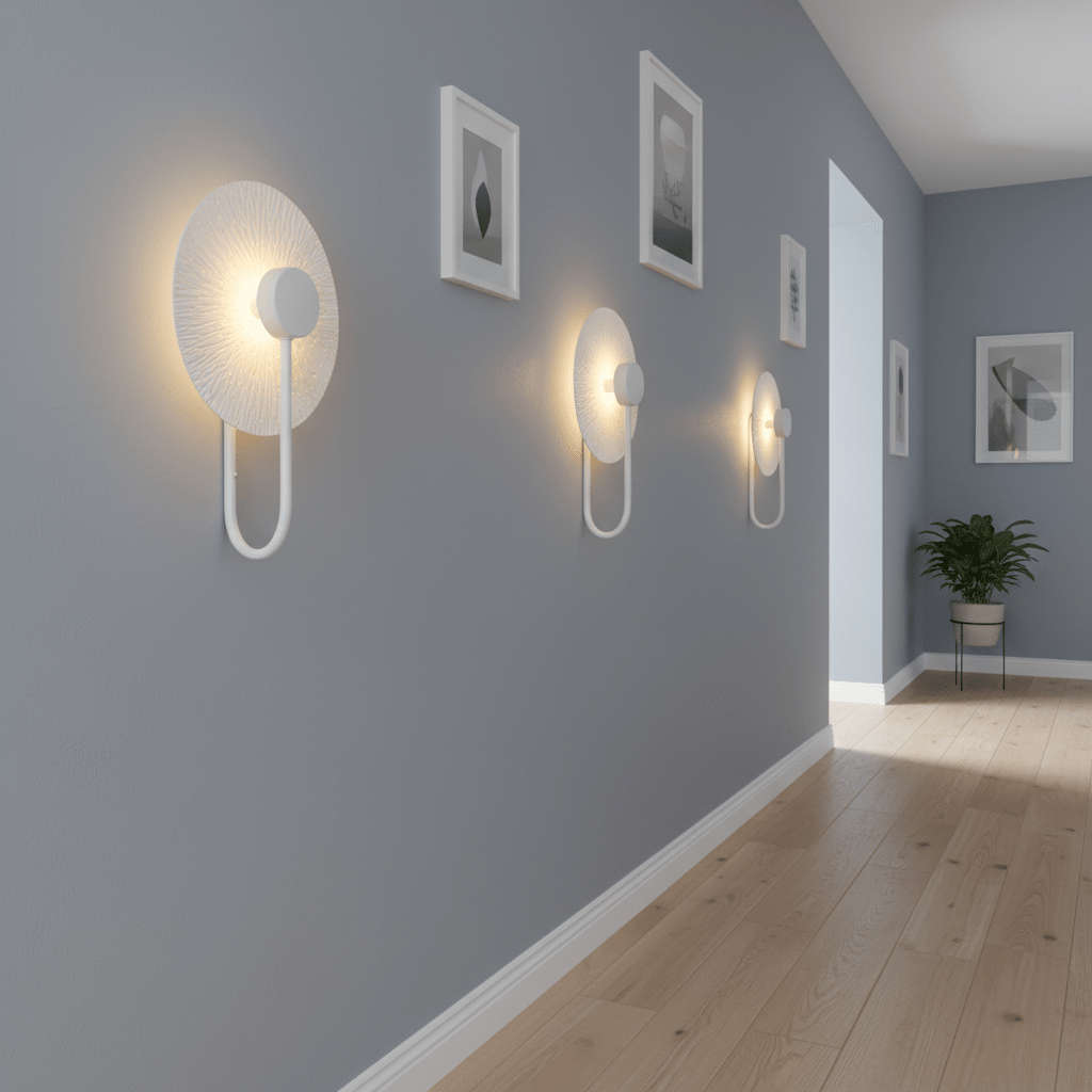 Round White Leaf LED Wall Light