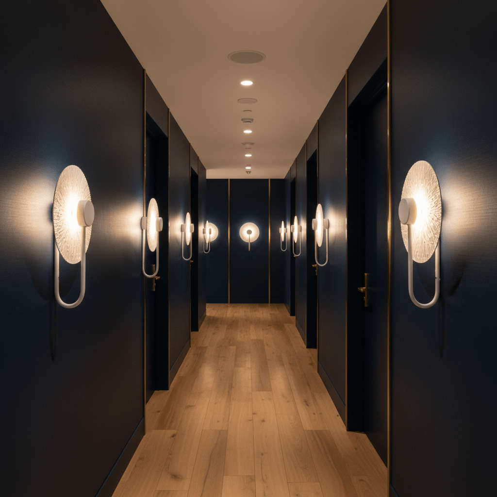 Round White Leaf LED Wall Light