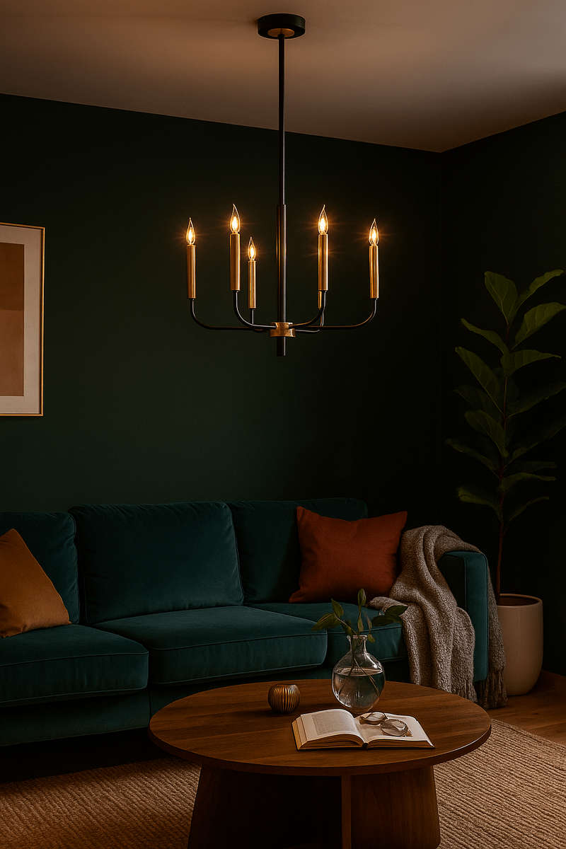 Black & Gold 5 Light Chandelier